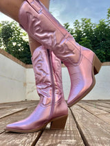 Mahalia – Stylische Cowboystiefel aus Leder – Rosa