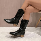 Cowboystiefel Mit Reißverschluss Für Damen | Wadenlang – Schwarz