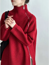 Perla – klassischer gestreifter retro-pullover – Rot