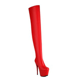 Damen Overknee Stiefel | Hoher Stiletto-Plateau – Rot
