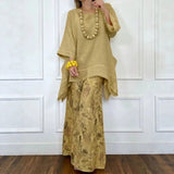 Amara™ Baumwoll-Leinen-Set mit Oversize-Bluse und Palazzohose – Khaki