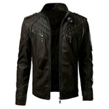 Herren Stilvolle Premium Bikerjacke | Mehrere Taschen – Kaffee