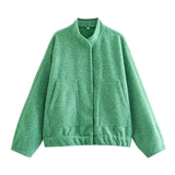 Cozzina – übergroße, grob gestrickte jacke – Hellgrün