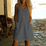 Livora™ Kleid Mit Eleganten Knöpfen Und Fronttaschen – Grau
