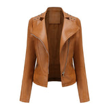 Bikerjacke Damen mit Reißverschluss | schmal für verschiedene Outfits – Braun