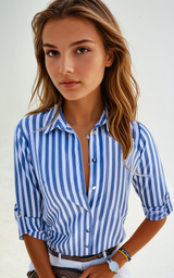 Bertha | Damen Langarmshirt | Lässige – Blau