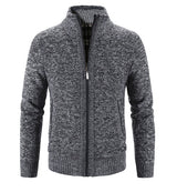 Enrich - gestrickte fleecejacke aus baumwolle – Dunkelgrau