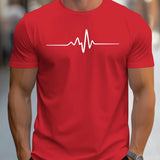 Herren Slim Fit Kurzarm T-Shirt | Herzschlag Print – Rot