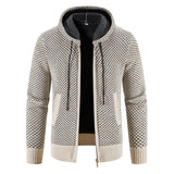 Gefütterte Herren Strickjacke Mit Kapuze | Winterjacke Mit Reißverschluss – Beige