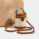 Bucket Bag Damen Kunstleder – Zylinderform mit Schalgriff – Braun