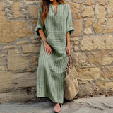 Yvonne - Gestreiftes Maxikleid – Grün (Fast ausverkauft)