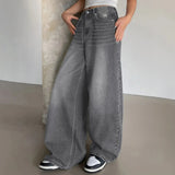 Weitem Bein Baggy-Jeans für Damen | Lässig – Grau
