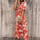Briellea – Stilvolles Maxikleid mit Blumenmuster – Orange