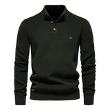 DIMITRI™ Baumwollpullover Mit Knopf - Zeitloses Design & Maximaler Komfort Für Jedes Outfit – Dunkelgrün
