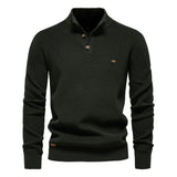 Konrad - Stilvoller Herrenpullover mit Knopfdesign – Dunkelgrün