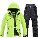 Unisex Winter Skianzug | Zweiteiliges Set – Gelbgrün / Schwarz