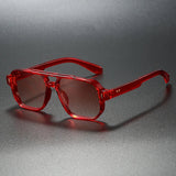 LumeSight – Sonnenbrille Mit Doppelter Brücke Und Eckigem Rahmen – Rot