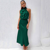 Rosemary | Neckholder Abendkleid – Dunkel Grün