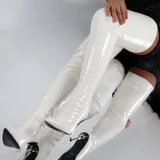 Modische Overknee-Stiefel für Damen | Spitze Zehenpartie – Weiß