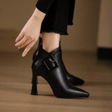 Arielah – Stiefel Mit Spitzer Zehenpartie Und Schnallenriemen – Schwarz