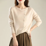 Huerta – Elegante Strickjacke Mit Knöpfen – Beige