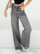 Damen Baggy Jeans | Hohe Taille – Grau
