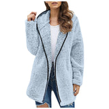 Trendy Lang Fleece Damenjacke - Luna – Blau