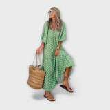 Elegantes geometrisches Maxikleid – Grün