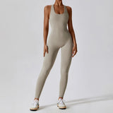 Solider Yoga-Jumpsuit für Damen – Einteilige Activewear für Yoga & Pilates – Mokkabraun
