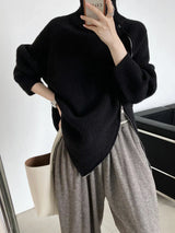 Perla – klassischer gestreifter retro-pullover – Schwarz