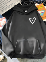 Damen Freizeit Kapuzenpullover mit Herz | Lockere Passform – Dunkelgrau