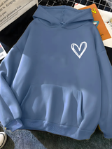 Damen Freizeit Kapuzenpullover mit Herz | Lockere Passform – Blau