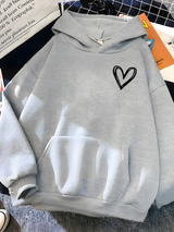 Damen Freizeit Kapuzenpullover mit Herz | Lockere Passform – Grau