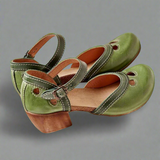 Bequeme Elegante Blockabsatz Sandalen Damen Sommerschuhe – Grün