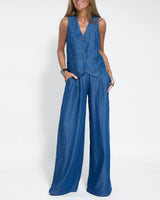 Genette – Zweiteiliges Leinenset – Blau