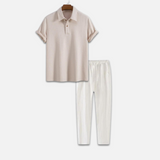 Devin Zweiteiliges Set mit Poloshirt und Kordelzughose – Beige
