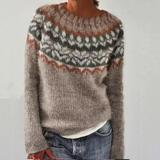 Chloe™ - Gemütlicher Retro-Pullover – Braun/Blumig