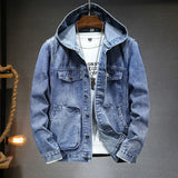 Herren-jeansjacke mit kapuze im vintage-stil – Hellblau