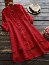 Haleena – Lässiges Hemd Kleid Aus Leinen – Rot
