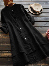 Haleena – Lässiges Hemd Kleid Aus Leinen – Schwarz