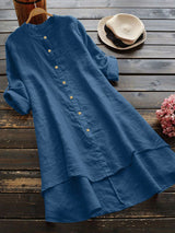 Haleena – Lässiges Hemd Kleid Aus Leinen – Blau
