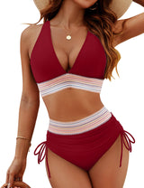 Formende High-Waist Bikinihose – Bauchkontrolle & Komfort – Bordeauxrot