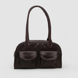 Kompakte Damen Schultertasche – Vegan Leder & Alltagstauglich – Braun