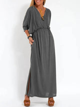 Angelica | Elegantes Maxi-Kleid – Dunkel Grau