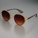 NoirGlow – Luxe Eclipse Rundsonnenbrille – Wüstennebel