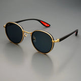 NoirGlow – Luxe Eclipse Rundsonnenbrille – Rotes Gift