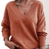 Mordane – Eleganter Langarm Pullover Mit V-Ausschnitt – Orange