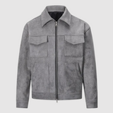 Lionel - Klassische Straßenjacke aus Wildleder – Grau