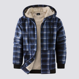 Vitor - Herren Fleece-Karierte Kapuzenjacke – Blau
