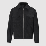 Lionel - Klassische Straßenjacke aus Wildleder – Schwarz